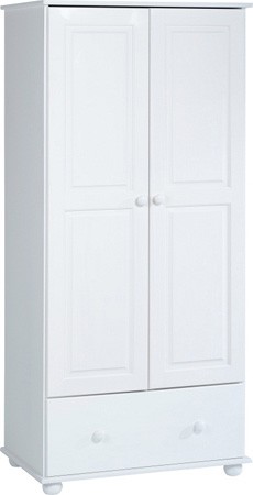 Rainbow 2 Door 1 Drawer Wardrobe - White