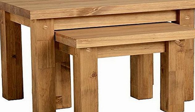 Seconique Tortilla Solid Pine Nest of 2 Tables in Distressed Waxed Pine by Seconique