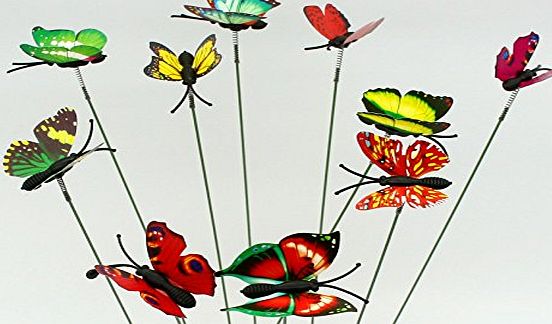 SecretRain Miniature Garden Fairy Ornament 10pcs Butterflies on Sticker