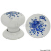 60mm White and Blue Flower Door Knobs 1