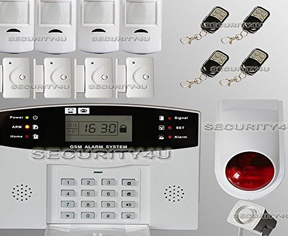 Security4U XF Burglar Alarm system Security Wireless GSM Autodial Call Home House Intruder Alarm with Control Host Outdoor Siren PIR Motion Detector and Door/Window Gap Detector