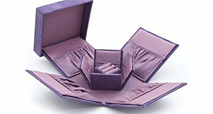 Seek Unique Unique Open Out Cube Jewellery Box Lilac Pansy design