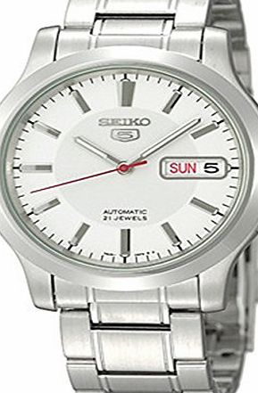 Seiko Mens 21 Jewels Automatic White Dial Stainless Steel Watch (SNK789)