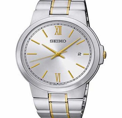 Seiko Mens Two-Tone Classic White Dial Bracelet