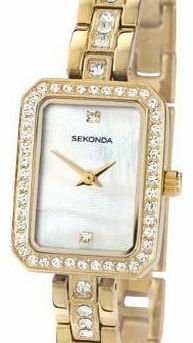 Ladies Gold Tone Bracelet Strap Watch - Mother Of Pearl Dial - Stone Set 4686