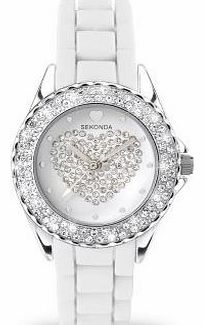 Sekonda Ladies Quartz Watch with White Dial Analogue Display and White Silicone Strap 4606.27