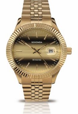 Mens Quartz Watch with Gold Dial Analogue Display and Gold Stainless Steel Bracelet 3330.27