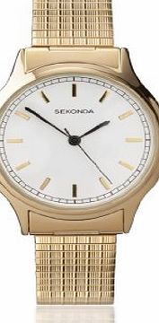 White Dial Gold Plated Stainless Steel Expander Bracelet Gents Watch 3136B