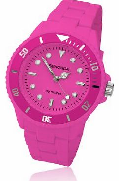 Womens Quartz Watch with Pink Dial Analogue Display and Pink Plastic Bracelet 4410.71