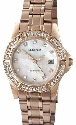 Womens Quartz Watch with White Dial and Rose Gold Stainless Steel Bracelet 4618.27