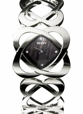Seksy 4159.37 Ladies Hidden Hearts Swarovski Crystal and Black Mother of Pearl Bracelet Watch