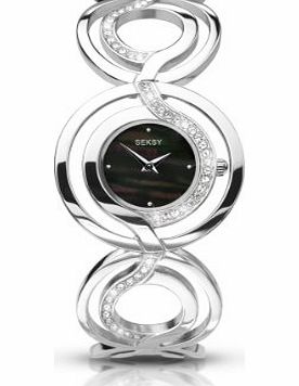 Seksy by Sekonda Womens Quartz Watch with Black Dial Chronograph Display and Silver Stainless Steel Bracelet 4558.37