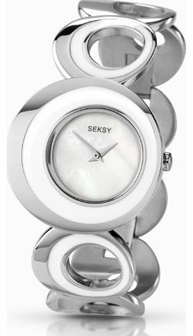 Seksy Sekonda Seksy Stainless Steel Bracelet Watch with White Enamel Inlay 4578