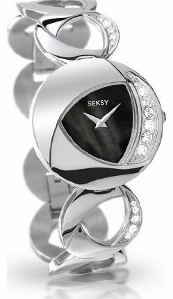 Seksy Wrist Wear by Sekonda Womens Quartz Watch with Black Mother of Pearl Dial Analogue Display and Silver Stainless Steel Bracelet 4445