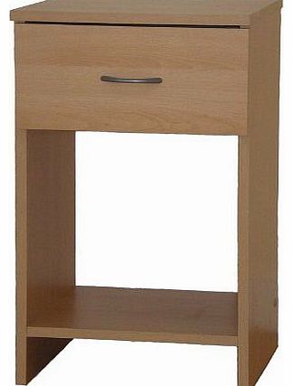 Bedside Table Beech 1 Drawer Cabinet Open Storage Selby