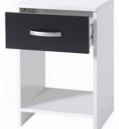 Bedside Table Black & White 1 Drawer Cabinet Open Storage Night Stand