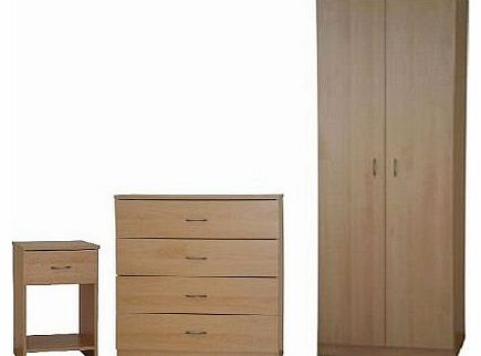 Chest of Drawers Wardrobe Bedside Table Beech Bedroom Furniture Set