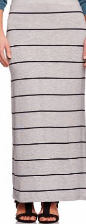 Selected Femme Womens Maia Maxi Slit Full Striped Skirt, Grey (Light Grey Melange/Dark Navy), Size 10 (Manufacturer Size:Medium)