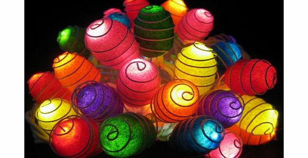 2 Sets of 35 Mixed Colors Silk Cocoon Lighting String Lights Set Lamp Decoration Patio Home Living Room Yard Garden Indoor and Outdoor for Birthday, Christmas, New Year, Wedding Anniversary, Ceremony,