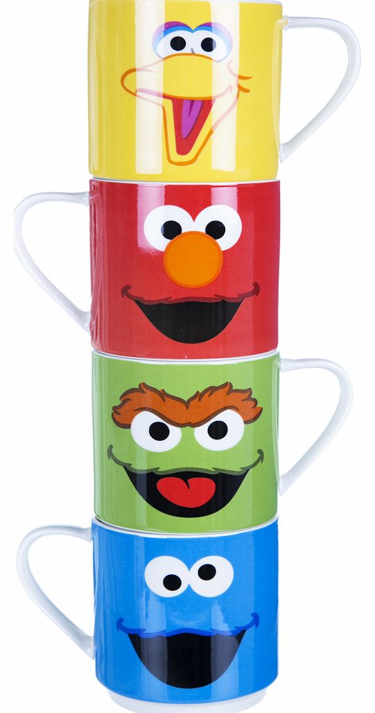 Sesame Street Characters Set Of 4 Stacking Mugs
