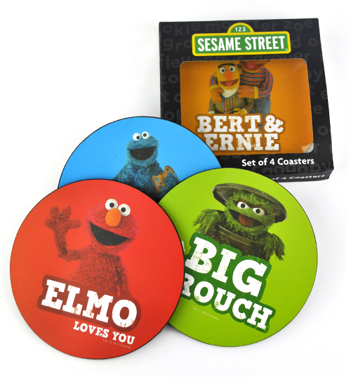 Sesame Street Set Of Four Round Coasters