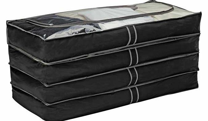of 4 Underbed Storage Bags - Black