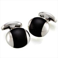 Silver Round Onyx Cufflinks by