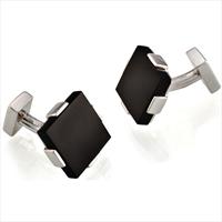 Seven London Silver Square Framed Onyx Cufflinks by