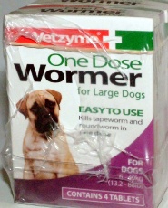 Vetzyme One Dose Wormer For Large Dogs 6kg - 40kg 4 Tab (500mg)