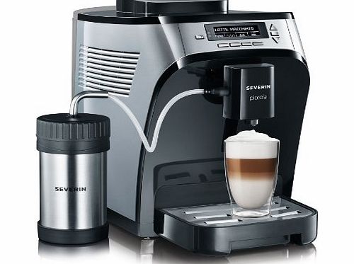 Severin Piccola 1-Touch Automatic Bean to Cup Coffee Machine, 1600 Watt, Silver-Metallic Black