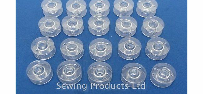 20 Domestic Sewing Machine Bobbins WILL FIT, BROTHER,TOYOTA, JANOME CLEAR