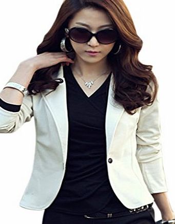 sexylady  Womens Casual One Button Solid Color Lapel Blazer Suit (UK M = ASIA XXL,White)