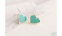 Fashion Jewelry Lady Pink/Tiffany Blue Heart Earring pair (blue)