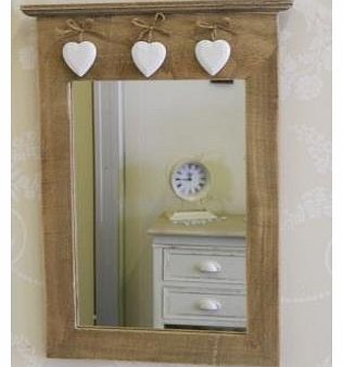 Vintage Mirror with hanging Hearts 25.5 x 40 x 1cm