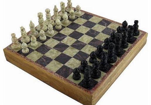 Rajasthan Stone Art Unique Chess Sets and Board Box, Small 25.4 X 25.4 cm