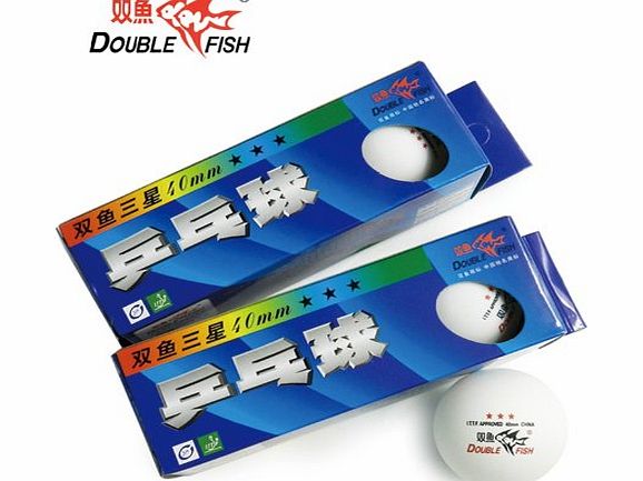 Double Fish 3 Star 40mm White Table Tennis Balls, Tournament Ping Pong Balls, For Professional Training and Common Match 2 Pack (3 balls in one pack)