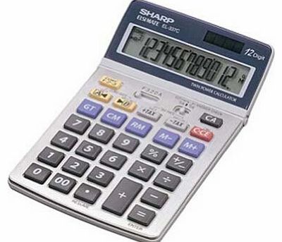 Sharp Calculator Tax Euro Desktop Tax Battery/Solar-power 12 Digit 104x168x18mm Ref EL337EB