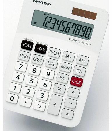 Sharp Desktop Calculator Solar/Battery-power 10 Digit 1 Key Memory W145xD103xH30mm Ref EL331FB