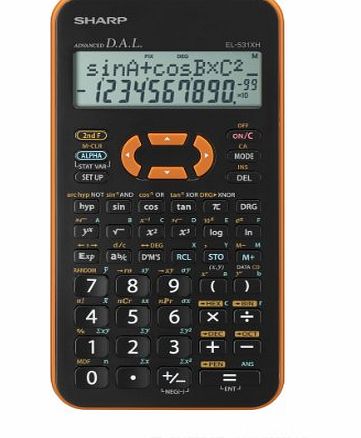 Sharp EL-531 XH-YR Scientific Calculator 2-Line Display 272 Functions for Grammar/Secondary School Battery Operated Orange