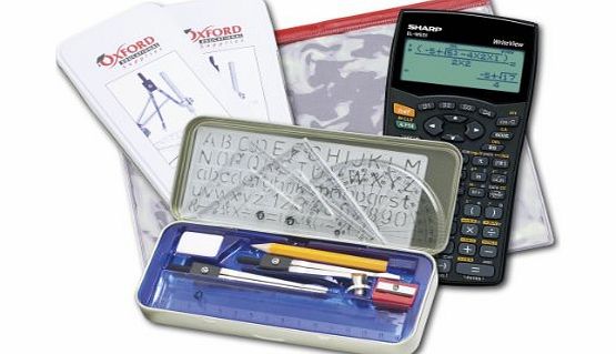 Sharp EL-W531 Exam Pack; Scientific Calculator, Geometry Set in a Tin and Transparent Pencil Case