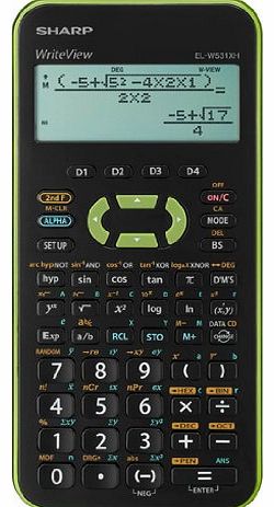Sharp EL-W531 XH-GR Scientific Calculator WriteView Display Metallic Green with Battery 335 Functions for Grammar/Secondary School