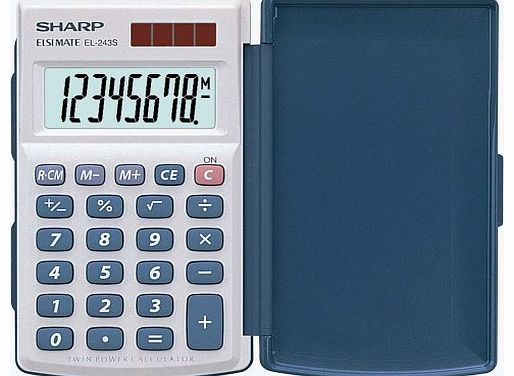SHARP  EL243S Pocket Calculator - White/Blue