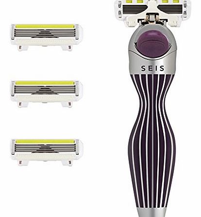 SHAVE-LAB - SEIS - Manual Razor with 4x Razor Blades (P.L.4 - 4 blades - for women, purple - imperial purple)