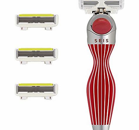 Shave-Lab  - SEIS - Manual Razor with 4x Razor Blades (P.L.6 - 6 blades - for women, red - fireglow rouge)