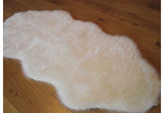 Ivory Cream Beige Faux Fur Sheepskin Style Rug (70cm x 140cm)