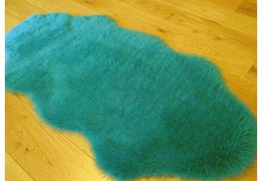 Sheepskin Teal Blue Faux Fur Sheepskin Style Rug (70cm x 140cm)