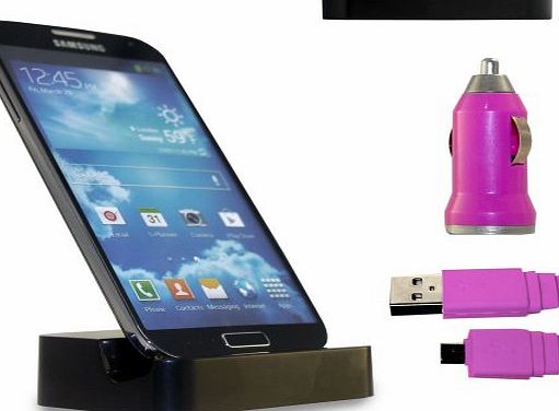 - 3 IN 1 BUNDLE Premium High Quality BLACK CHARGING DOCK DESKTOP STAND DOCKING STATION Includes COLOURED Includes Flat Micro USB Data Cable & Universal Bullet Car Charger FOR VARIOUS SA