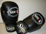 SHIHAN Boxing Gloves Leather / Black/Yellow-12oz