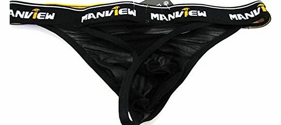 Sexy Mens See-through Underwear Thong G-string 3 Size Black (L)