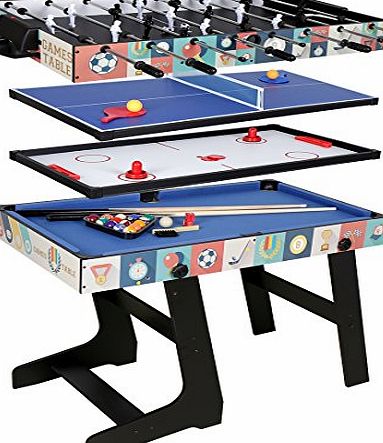 Shiny Trading 4Ft 4 in 1 Multi Sports Game Table-Table Football, Pool Table, Table Tennis Table,Speed Hockey